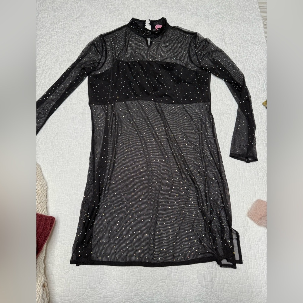 Anthropologie Black Sheer Dress with shimmer